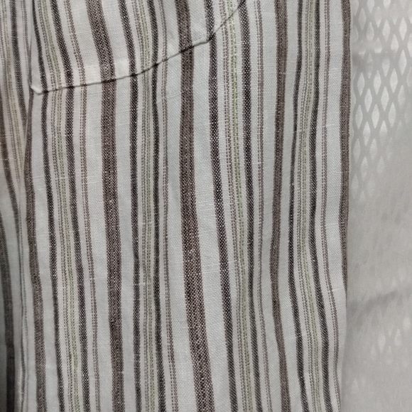 JM Petite Collection Capri 14P, Tan, Brown, Green Strip Linen, pre-owned - Picture 3 of 6